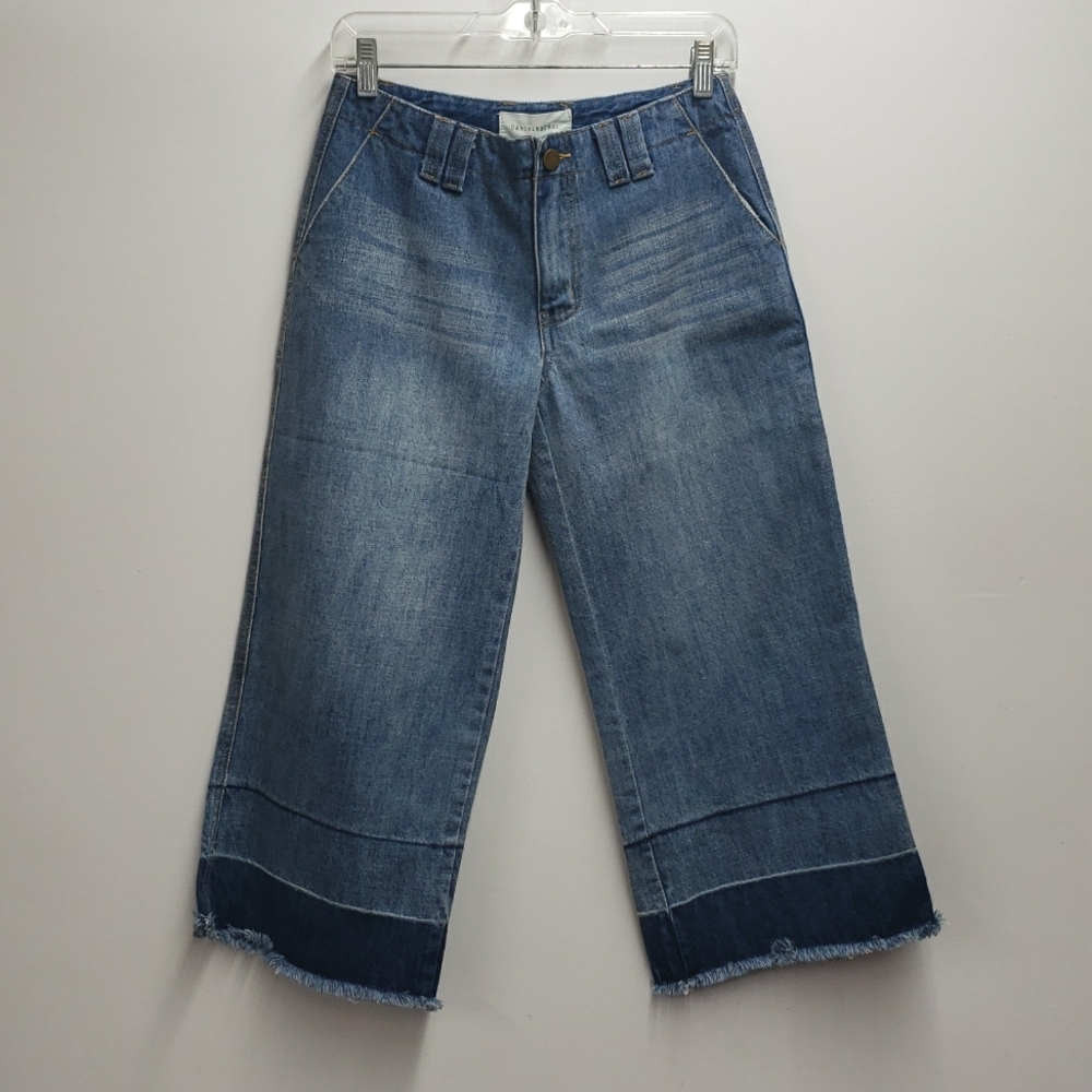 Dance & Marvel Wide Leg Cropped Raw Hem Jeans Women's Size Small